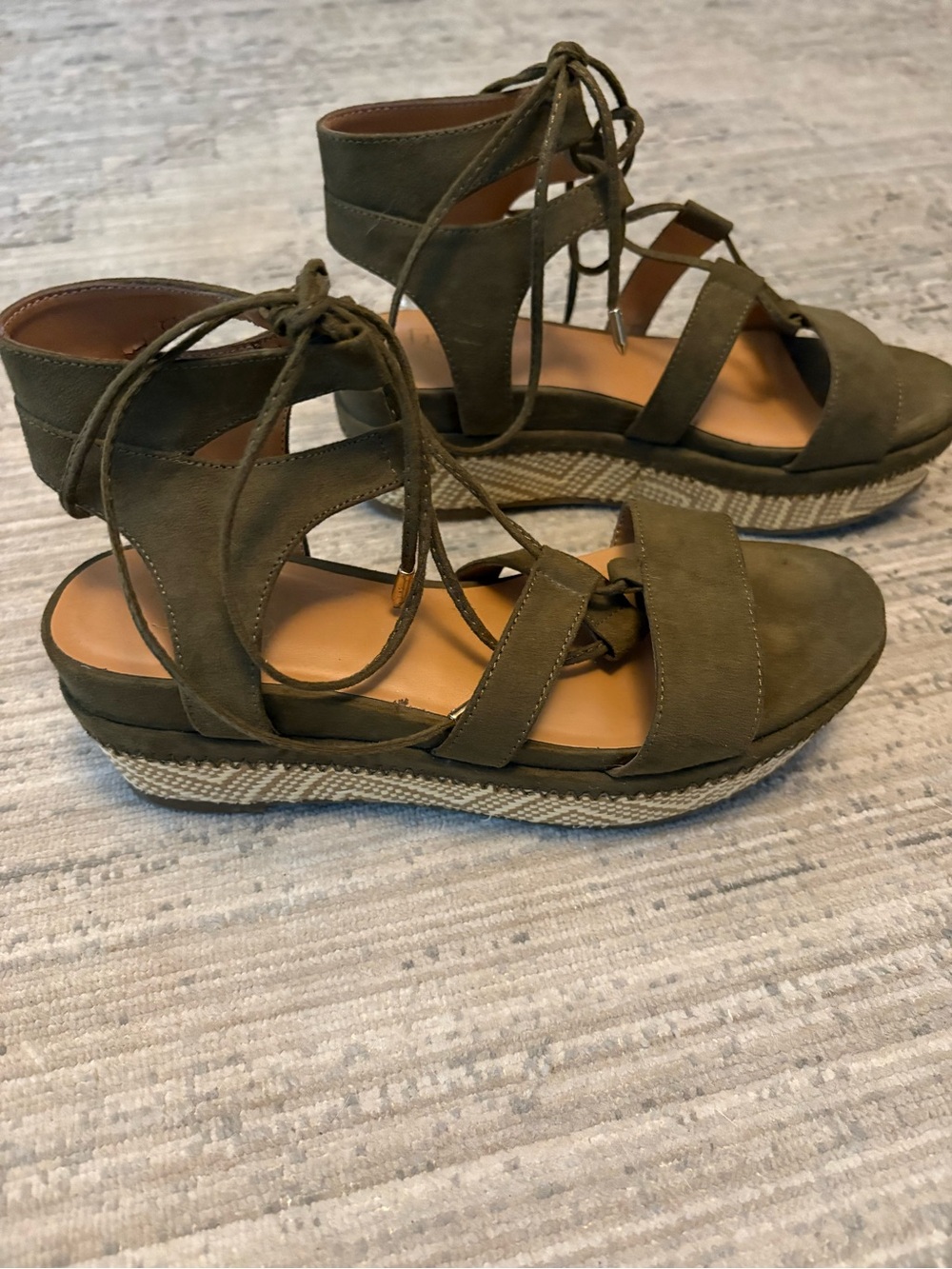 Franco Sarto Women's Olive Lace-Up Platform Sandals